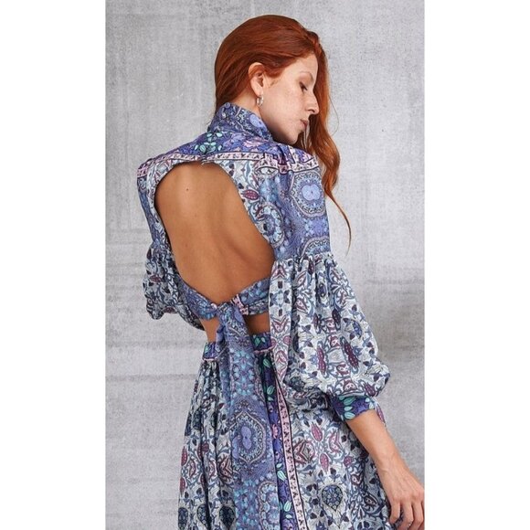 Lace the Label Purple Garden Top & Maxi Skirt set satin Luxury Resort Paisley XS - Picture 3 of 16